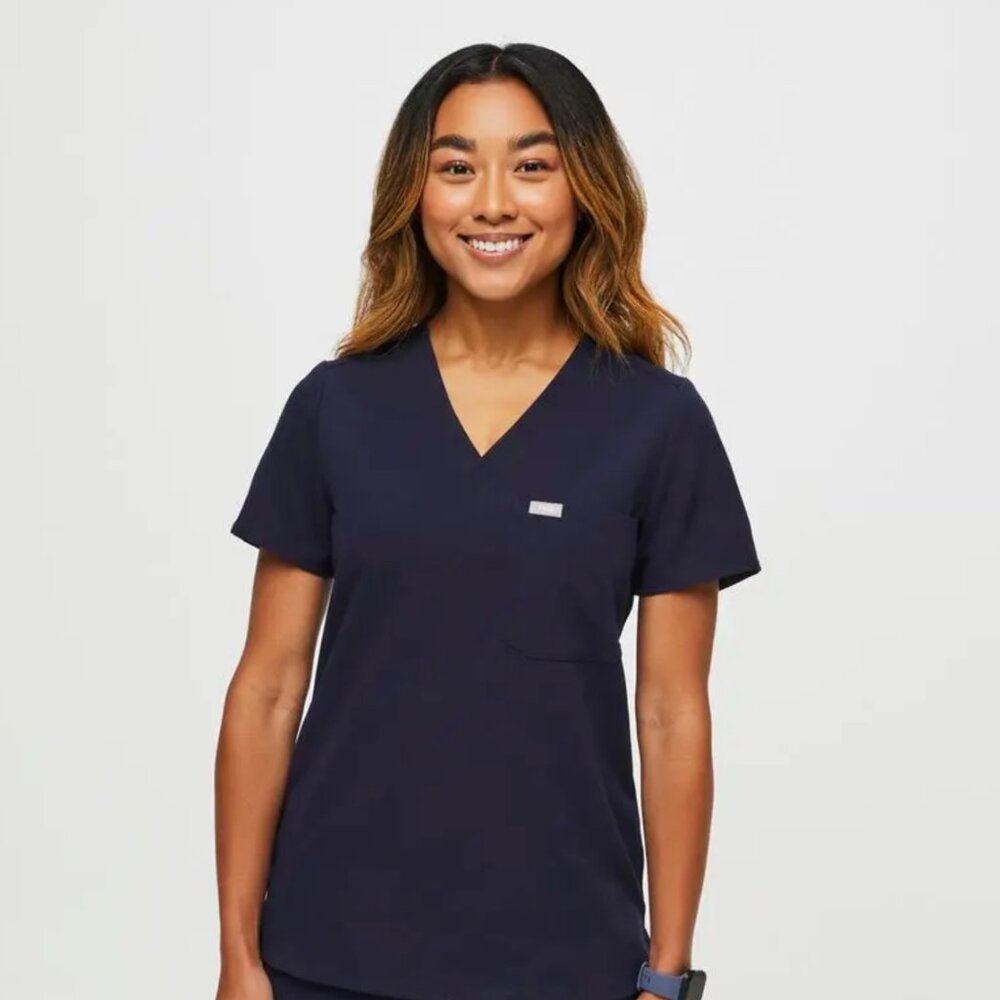 Figs Womens Scrub Set Large/Large Petite - Color Navy Blue